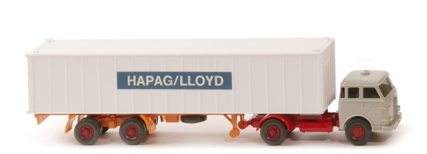 MAN 10.230 Container-Sattelzug HL - FH achatgrau, CH rot, Aufl. gelborange, KöBo groß - Hapag-Lloyd 1a