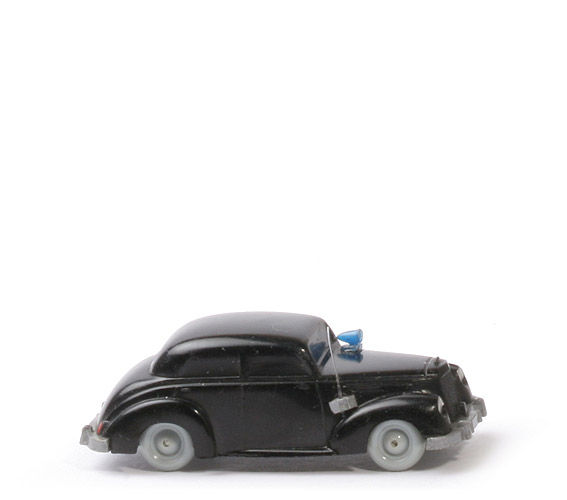 Mercedes 220 uv Polizeiwagen - schwarz, Blaulicht auf Motorhaube - 1040/1b