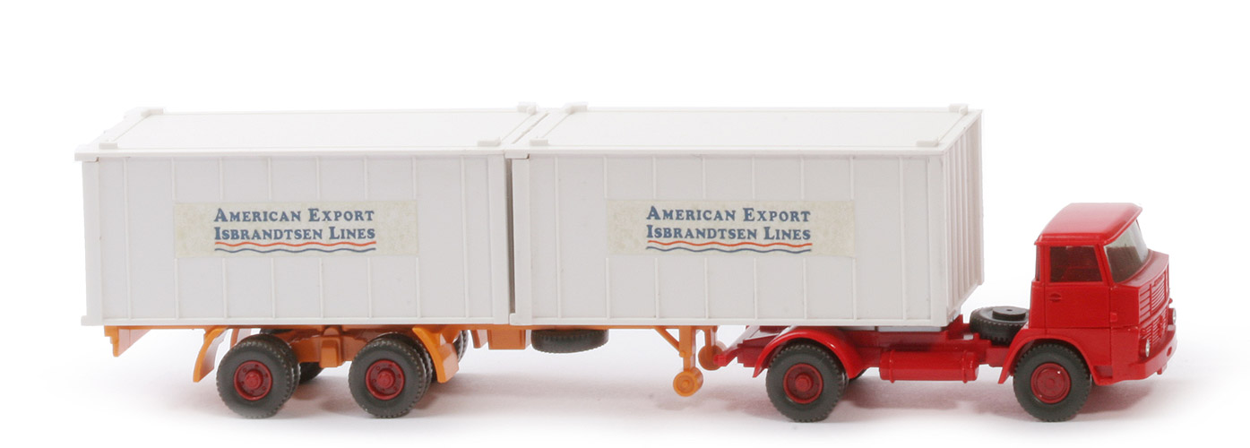 Henschel HS 16 Container-Sattelzug - AMERICAN EXPORT ..., 2 x 20 ft weiß, KöBo stark - American Export