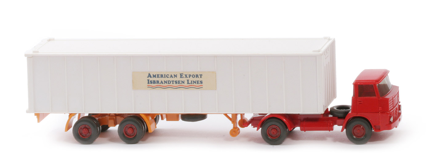 Henschel HS 16 Container-Sattelzug - AMERICAN EXPORT ..., 1 x 40 ft weiß, KöBo stark - American Export