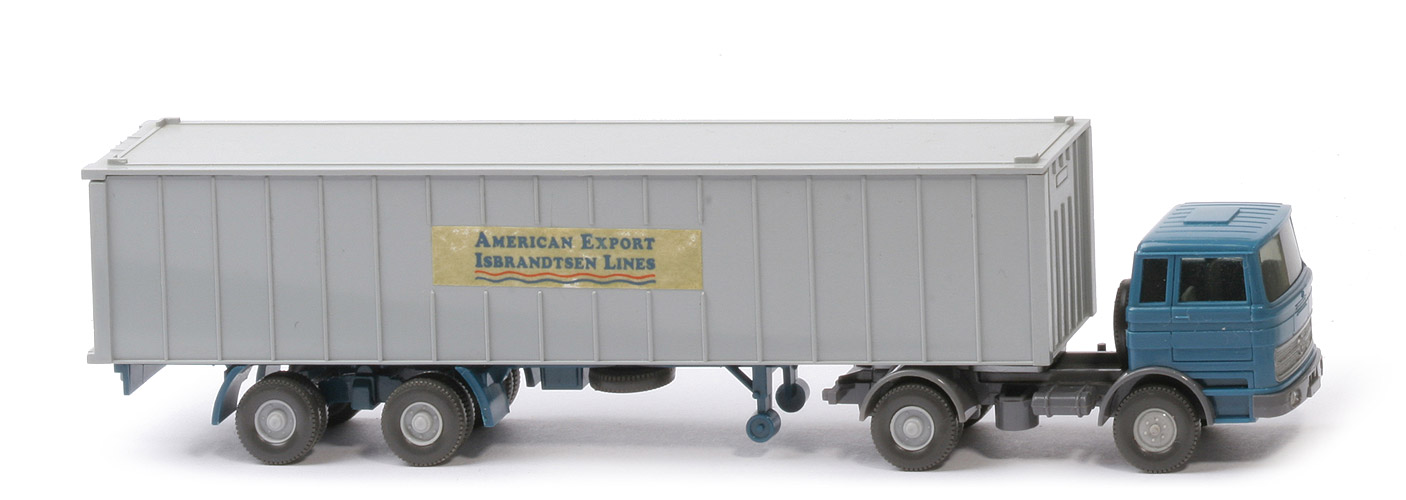MB LPS 1620 Container-Sattelzug I - AMERICAN EXPORT azurblau / staubgrau - 523/5b