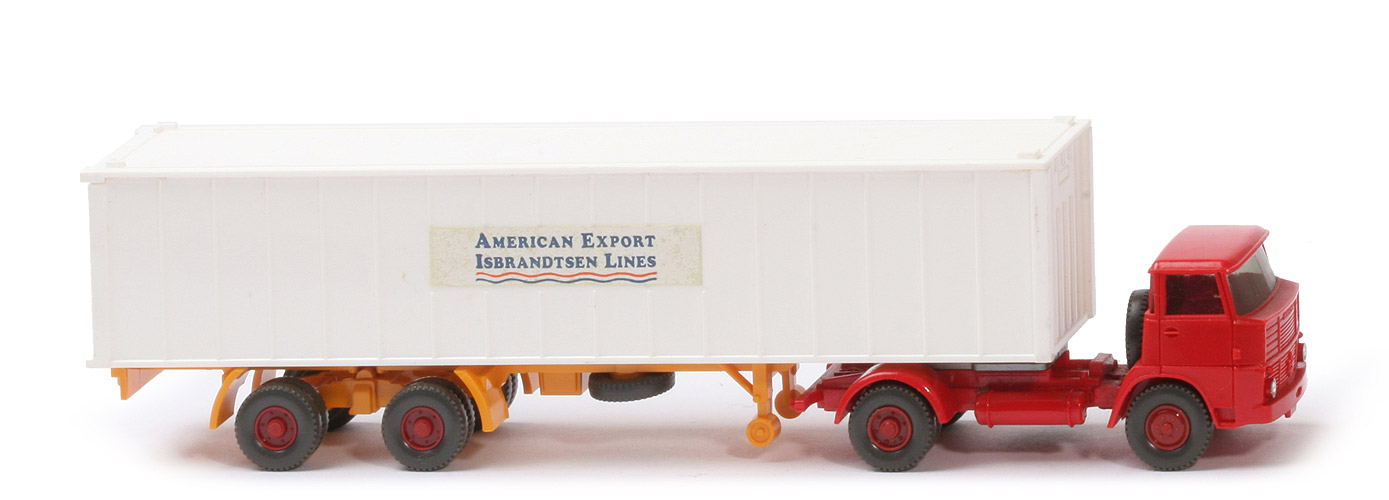 Henschel HS 16 Container-Sattelzug - AMERICAN EXPORT ..., 1 x 40 ft weiß, KöBo stark - American Export