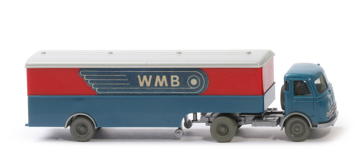 MB LPS 332 Pullman - Großer Koffer-Sattelzug - WMB - FH azurblau - Aufl. rot / azurblau - 513/2d