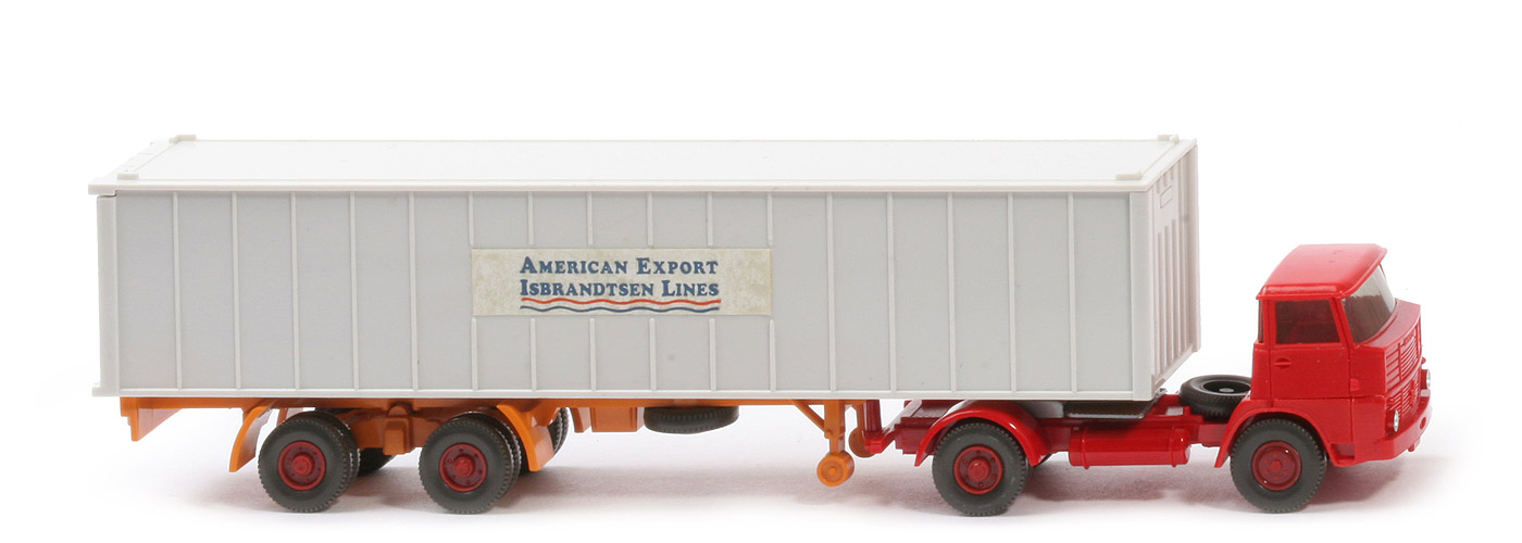 Henschel HS 16 Container-Sattelzug - AMERICAN EXPORT ..., 1 x 40 ft weiß, KöBo dünn - American Export