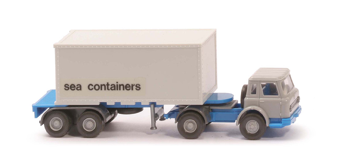 IH Container-Sattelzug 20 ft - silbergrau/himmelblau (Messemodell) - 525/4 ~