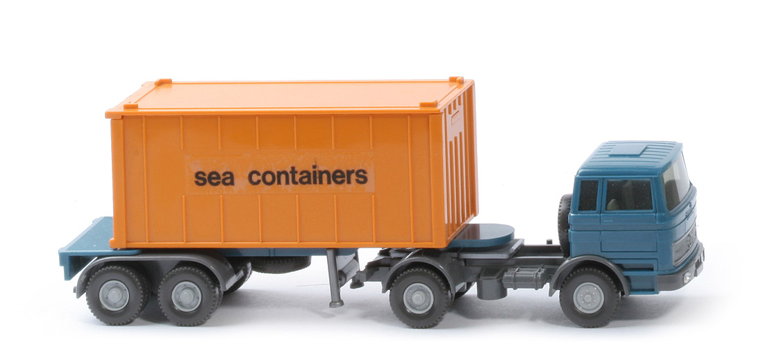 MB LPS 1620 Container-Sattelzug 20 ft - sea containers, Auflieger azurblau - nicht erfasst