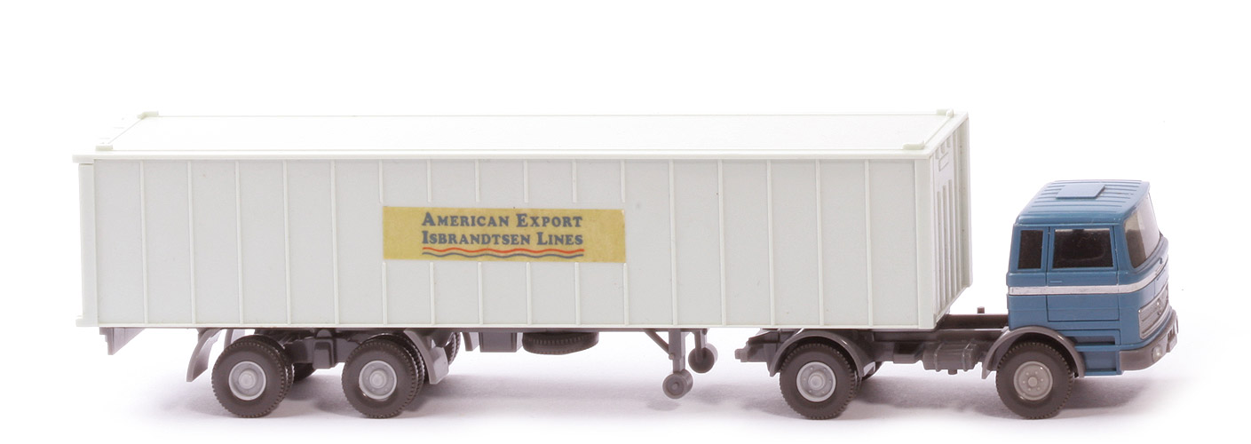 MB LPS 1620 Container-Sattelzug I - AMERICAN EXPORT hellazurblau / staubgrau - 523/5b