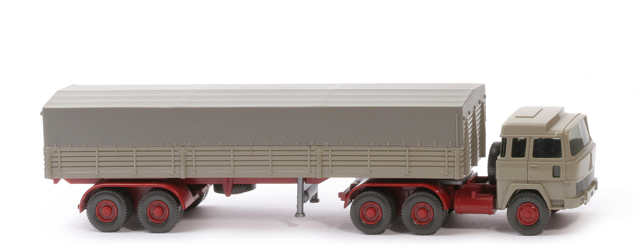 Magirus 235 D Pritschen-Sattelzug - Aufbau olivgrau, Plane steingrau - 516/4d