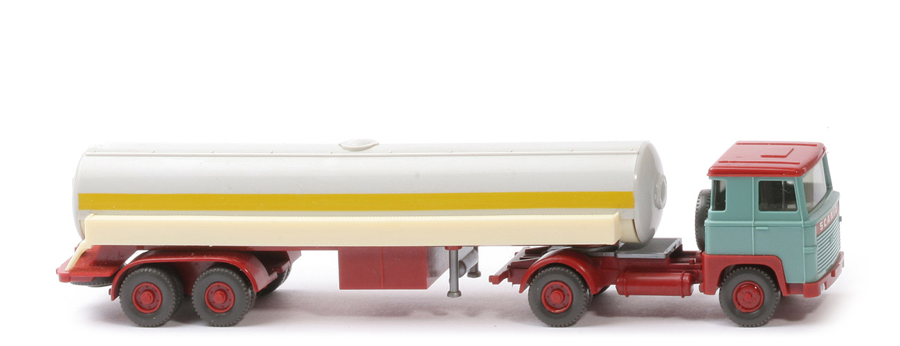 Scania 110  Flüssiggas-Tanksattelzug Frigen - türkis / hellbraunrot, Tank altweiß, galerie creme - 805/1 ?