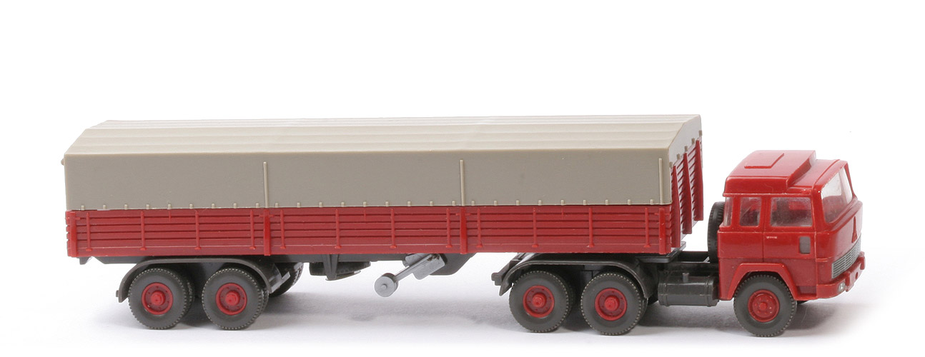 Magirus 235 D Pritschen-Sattelzug - Aufbau hellbraunrot, Stützen beweglich - 516/1