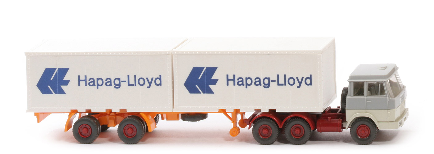 Hanomag-Henschel Container-Sattelzug - Hapag-Lloyd 2 x 20 ft , silbergrau/grauweiß mit "ect" Beilage - Hapag-Lloyd 4 ?
