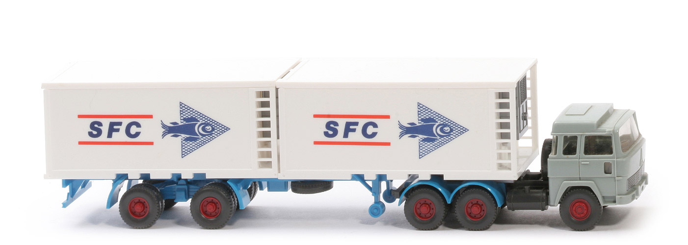 Magirus 235 D Kühlcontainer-Sattelzug - SFC, FH hellblaugrau, Cont weiß - 522/7i