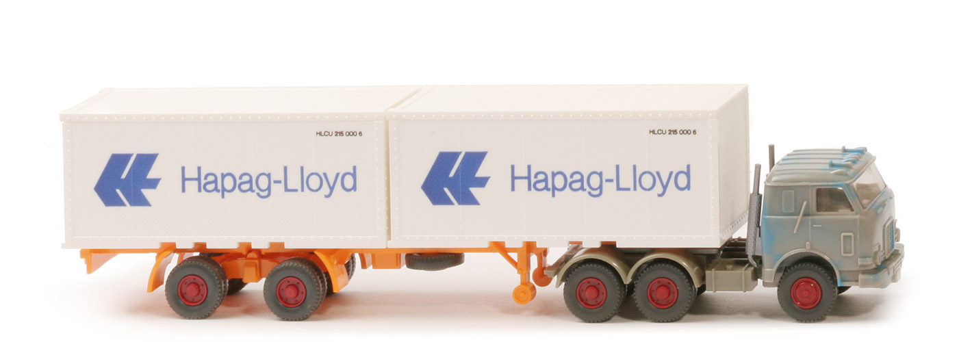 US-Zugmaschine Container-Sattelzug - Hapag-Lloyd 2 x 20 ft , Kabine graubeige/blau meliert - Hapag-Lloyd 11 ?