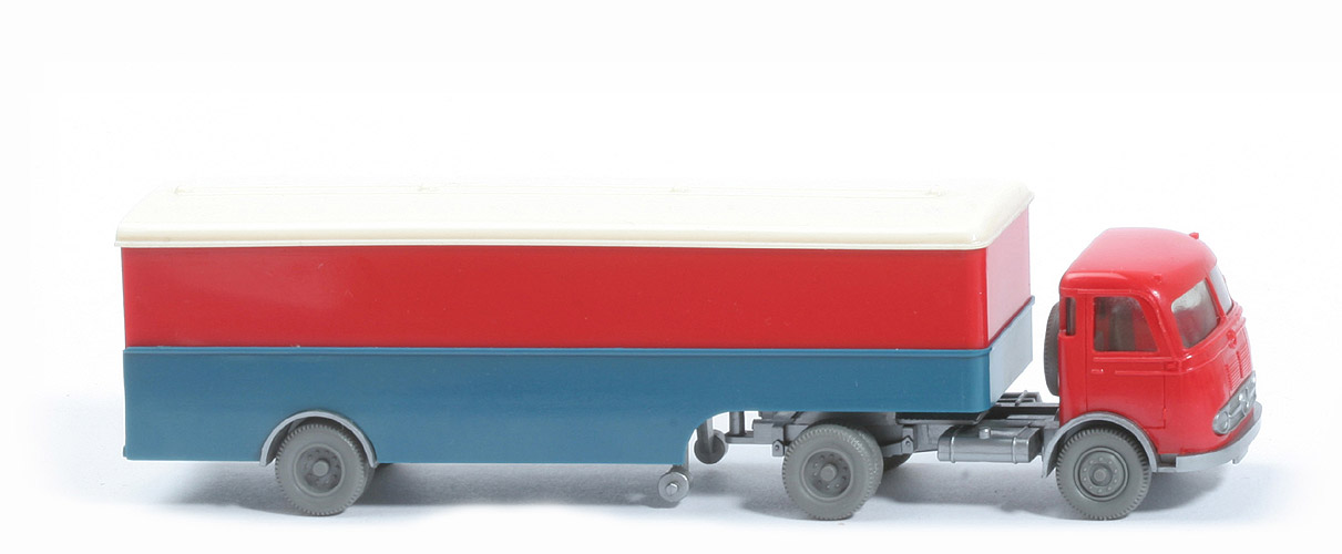 MB LPS 332 Pullman - Großer Koffer-Sattelzug - unbeschriftet - FH rot - Aufl. rot / azurblau - 513/1c