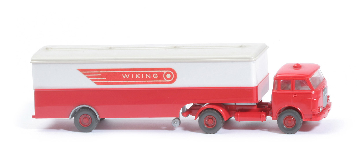 MAN 10.230 Koffer-Sattelzug - Wiking, FH rot, Dach braunweiß - 513/6 ?