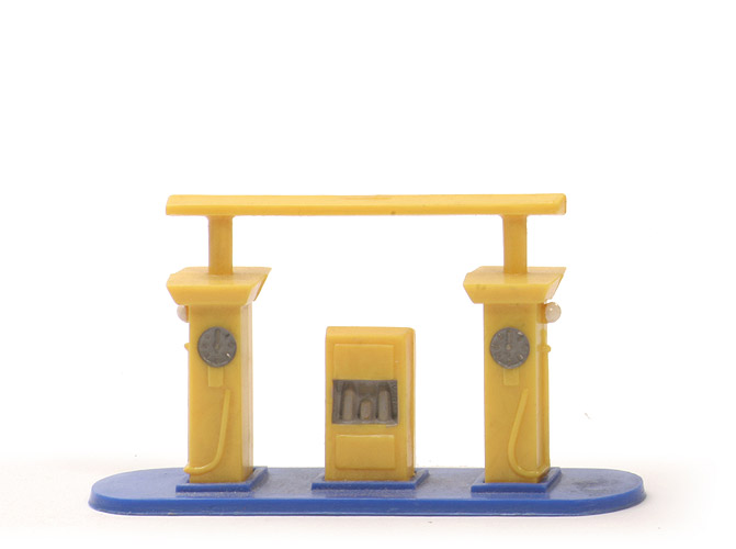 Kleine Tankstelle (Typ 1) - Zapfsäulen, Zapfschrank zinkgelb, Boden ultramarin - 199/5e