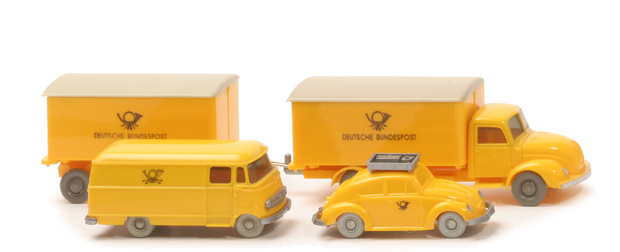 Geschenkpackung Post - VW Käfer, MB L 319, Magirus 3500 mit Anhänger - 2100/3a