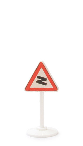 Verkehrszeichen (Typ 2) - Achtung - Kurve, Papieraufkleber, ohne Herstellerzeichen - 1000/3