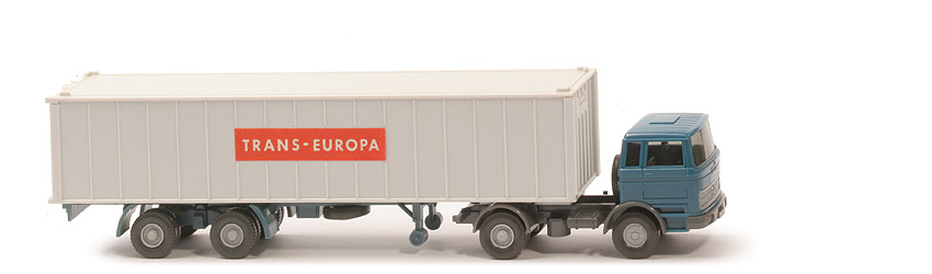 MB LPS 1620 Container-Sattelzug I (II) - TRANS-EUROPA azurblau / staubgrau - 523/7e