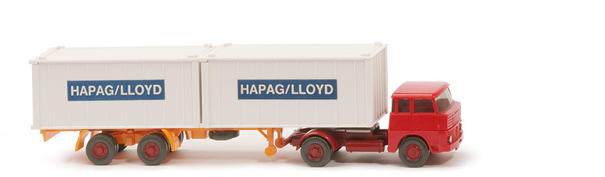 Henschel HS 14 Container-Sattelzug - Kabine rot, Bolzen stark - 523/1