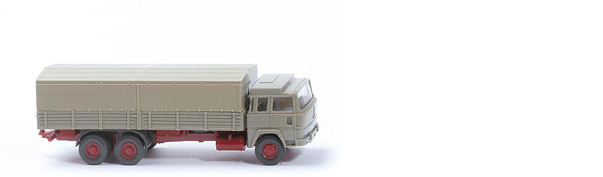 Magirus 235 TE, Solo-LKW - olivgrau, Reserverad unter Pritsche - 475/1a