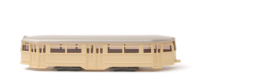 Straßenbahn-Anhänger - hellbeige, Dach graubeige, Prägung Radlauf WM - 741/7a