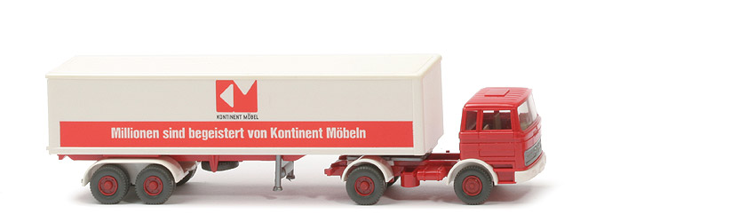 MB LPS 1620 Koffer-Sattelzug - Kontinent Aufl-Chassis rot - 513/11c