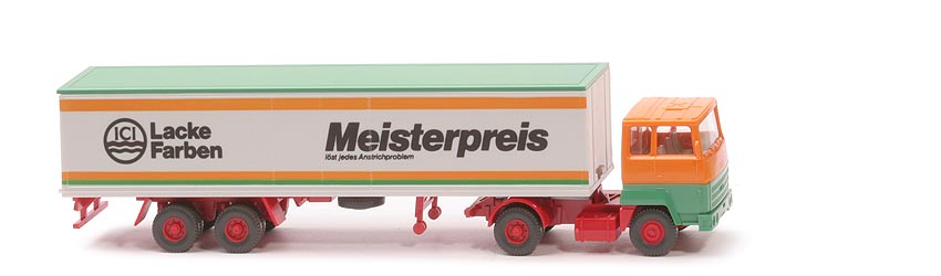 Ford Transcontinental Koffer-Sattelzug  - ICI, ... löst jedes Anstrichproblem, gelborange/grün - 540/34b