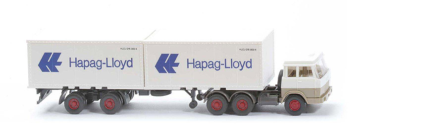 Hanomag-Henschel Container-Sattelzug - Hapag-Lloyd 2 x 20 ft , weiß/gelbgrau - 521/15b ?