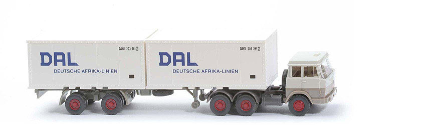 Hanomag-Henschel Container-Sattelzug - DAL 2 x 20 ft , grauweiß/graubeige - 521/16b