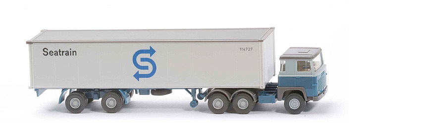 Scania 111  Container-Sattelzug - SEATRAIN hellblaugrau / azurblau - 520/40d