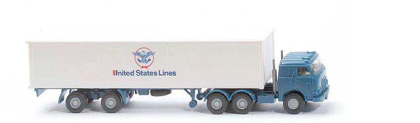 US-Zugmaschine Container-Sattelzug - United States Lines, azurblau - 520/38a