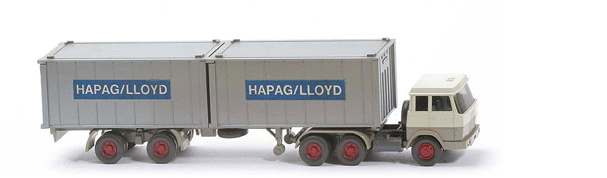 Hanomag-Henschel Container-Sattelzug - Hapag-Lloyd 2 x 20 ft , perlweiß/olivgrau - 521/5a