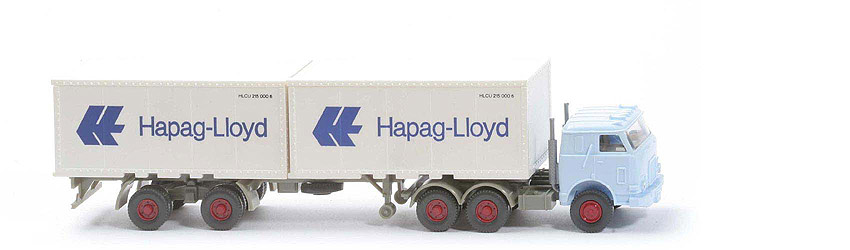 US-Zugmaschine Container-Sattelzug - Hapag-Lloyd 2 x 20 ft , weißblau - Hapag-Lloyd 11 ?