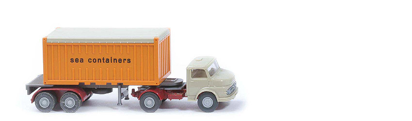 MB LS 1413 Container-Sattelzug 20 ft - sea containers OT, FH hellgelbgrau - 526/4c