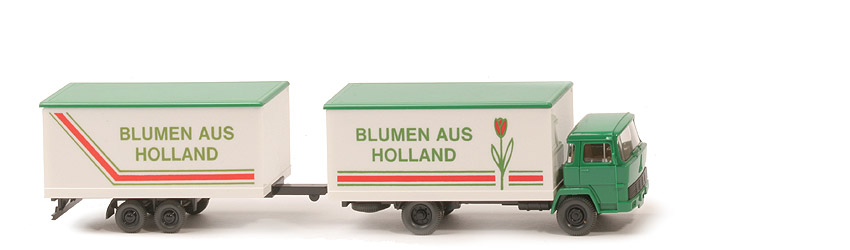 Magirus 100 D7 hoher Koffer mit Tandem-Anhänger - Blumen aus Holland, grün - 426/4b