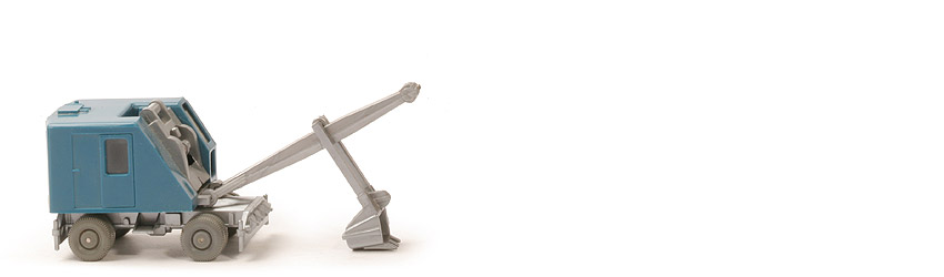 Löffelbagger mit Rädern - azurblau, mit "66 m", ohne Leuchten - 660/3b