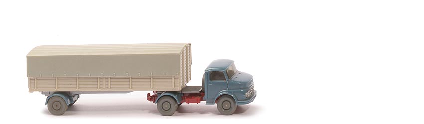 MB 1413 Pritschen-Sattelzug - ZM mattgraublau/hellbraunrot, Aufl. hellelfenbein - 510/8?