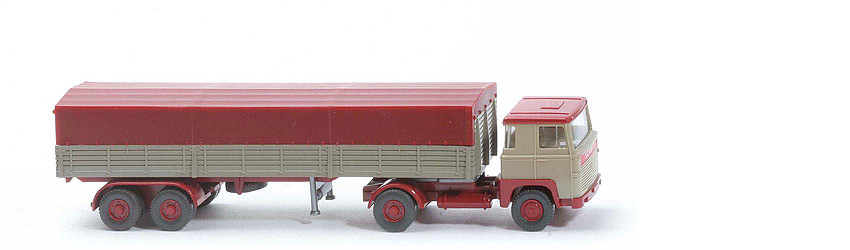 Scania 110  Pritschen-Sattelzug - gelbgrau / Pritsche olivgrau - 510/11e