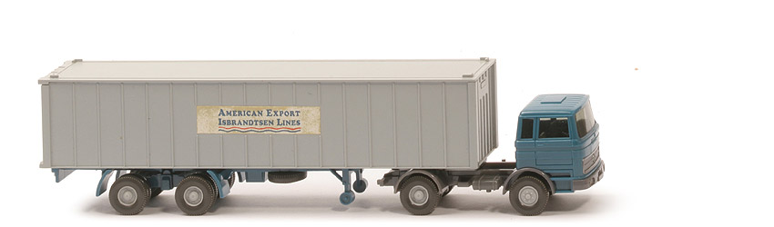 MB LPS 1620 Container-Sattelzug I - AMERICAN EXPORT azurblau / staubgrau - 523/5b