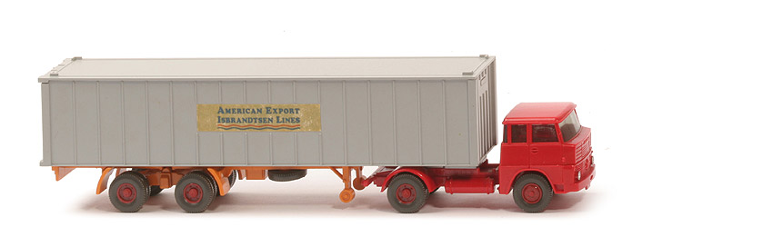 Henschel HS 14 Container-Sattelzug - AMERICAN EXPORT ..., 1 x 40 ft silbergrau, KöBo dünn - American Export