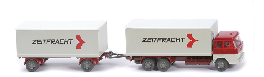 Hanomag Henschel Kofferlastzug - Zeitfracht, FH hellbraunrot/perlweiß, Koffer perlweiß/weiß - 440/7b