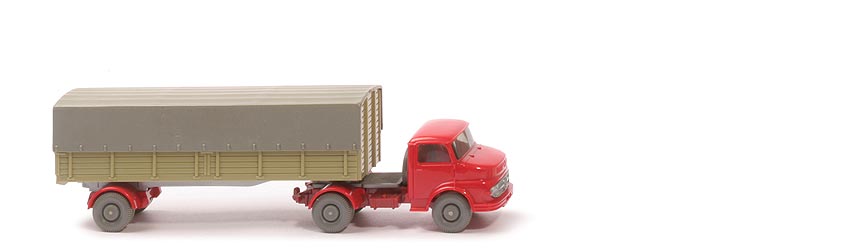 MB 1413 Pritschen-Sattelzug - ZM rot/hellbraunrot, Aufl. dunkles lindgrün - 510/8e