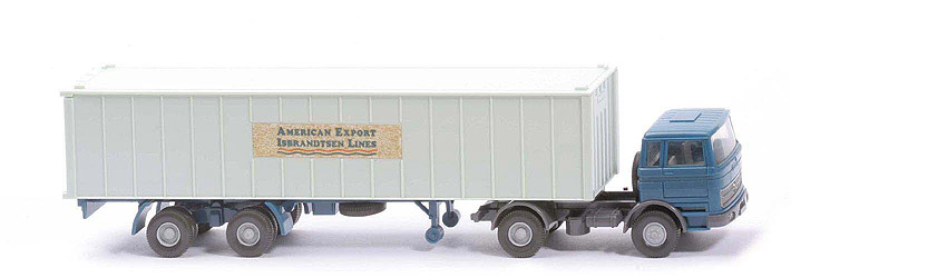 MB LPS 1620 Container-Sattelzug I - AMERICAN EXPORT azurblau / staubgrau - 523/5e