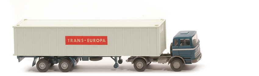 MB LPS 1620 Container-Sattelzug I - TRANS-EUROPA  ozeanblau / staubgrau - 523/7a