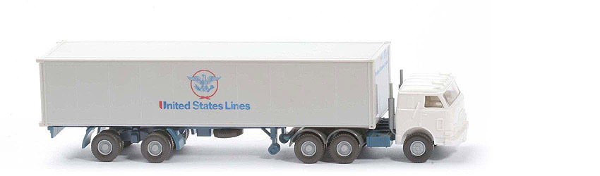 US-Zugmaschine Container-Sattelzug - United States Lines mit Frontdruck, weiß / altweiß - United States Lines (2) b