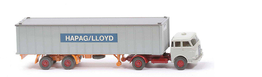 MAN 10.230 Container-Sattelzug HL - FH achatgrau, CH hellbraunrot, Aufl. gelborange, KöBo groß - Hapag-Lloyd 1a