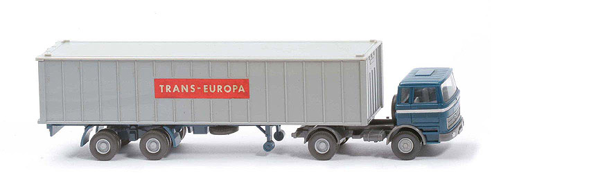MB LPS 1620 Container-Sattelzug I - TRANS-EUROPA ozeanblau / staubgrau - 523/7b