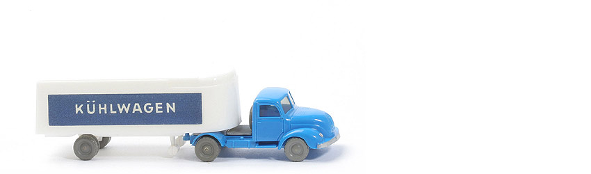 Magirus S 3500 Alter Kühlsattelzug - Kühlwagen - ZM himmelblau, Aufl. weiß - 520/15b