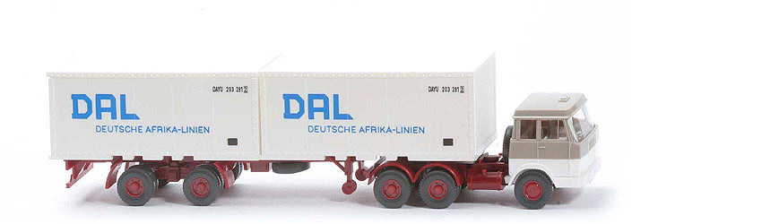 Hanomag-Henschel Container-Sattelzug - DAL 2 x 20 ft , graubeige/weiß - 521/17e